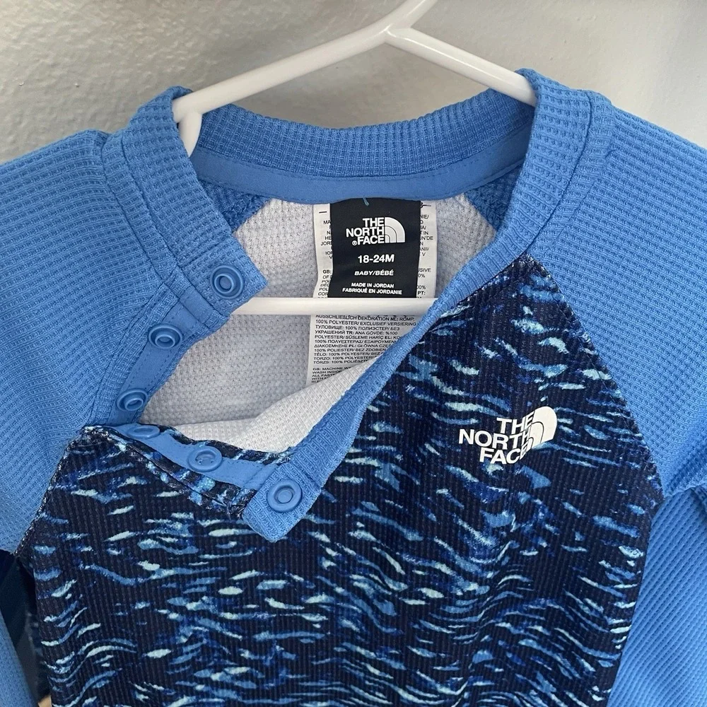The North Face Blue Camo Waffle‎ Base layer 1 Piece Size 18-24 Months